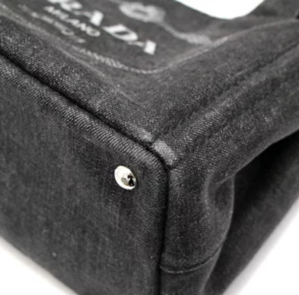 Prada Black Denim Bag Canapa Tote - Picture 6 of 7